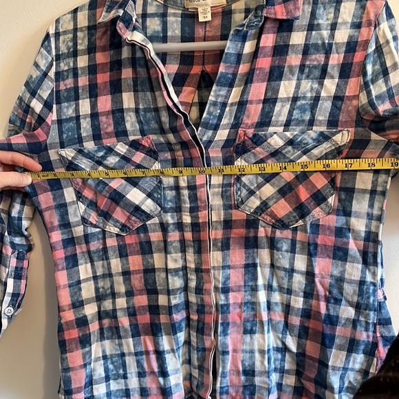 Tie-dye plaid flannel Anthropologie shirt - Picture 8 of 14